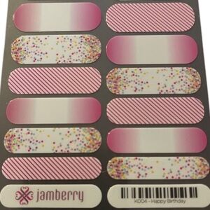 Jamberry Nail Wraps K004 HAPPY BIRTHDAY Plus Bonus Gift of 2 Sample Sheets